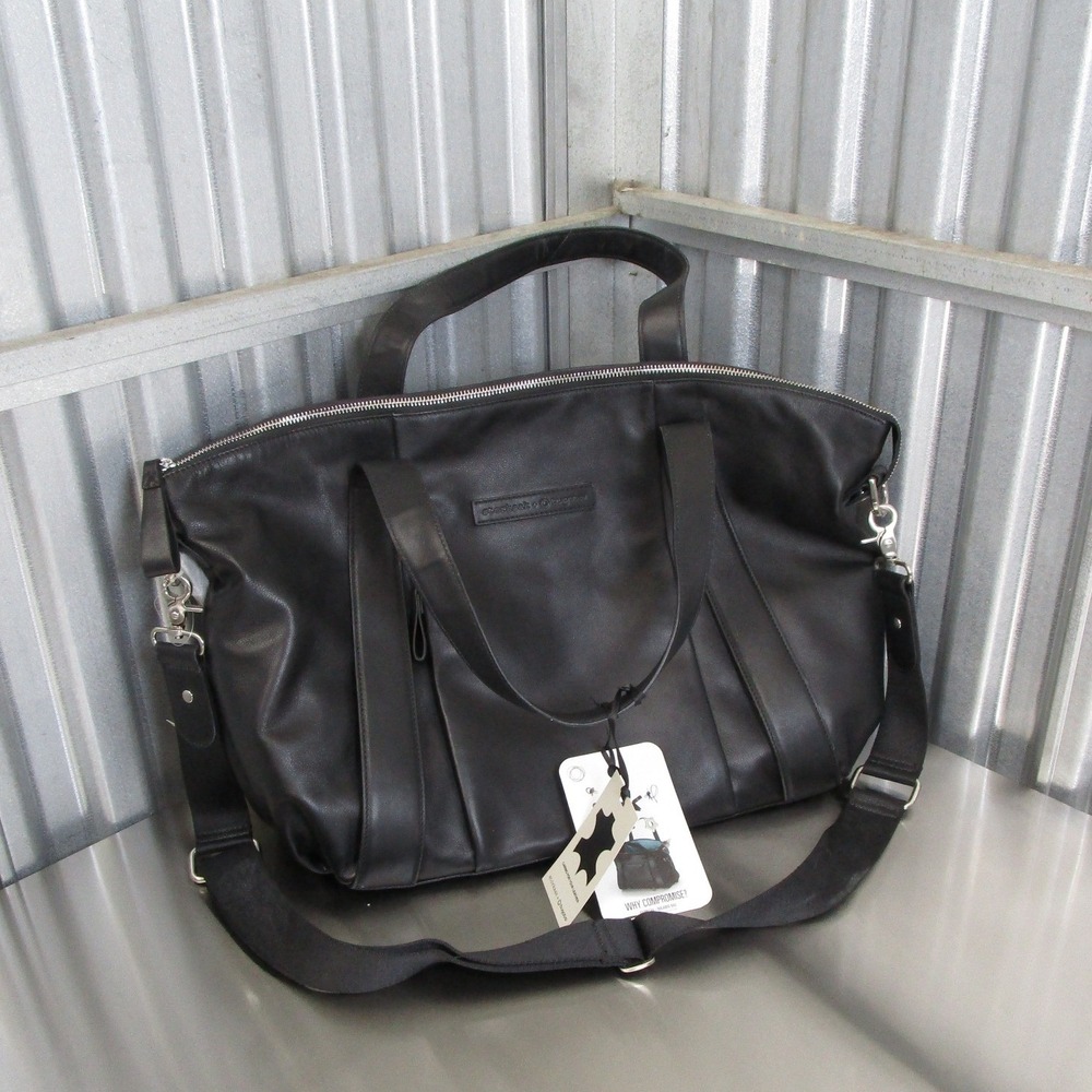Storksak x Bugaboo Black Leather Diaper Bag Insulated Bottle Pocket NWT